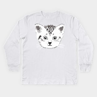 Kitty Face Kids Long Sleeve T-Shirt